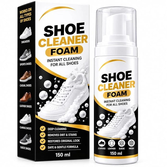 Shoe Cleaner Foam 150ml for All Types of Shoes | Sneaker Cleaning Foam for Leather, Suede, Canvas, Sports & Mesh Shoes | Dirt & Stain Removal Solution Main image
