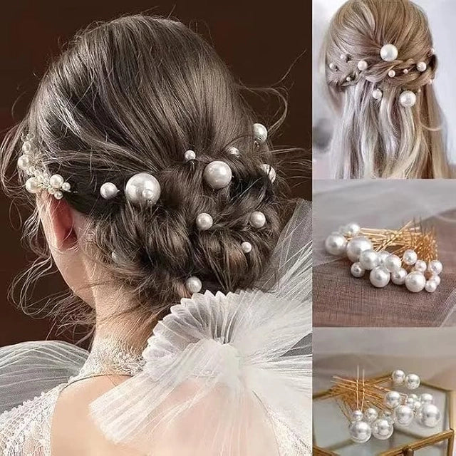 by Impression Jewellery Pearl Bride Wedding Hair Pins - Sparkling Bridal Pearls Hair Accessories for Women and Girls - Elegant Silver Set (Pack of 18 Pcs) Main image