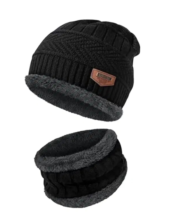 Unisex Winter Woolen Beanie Cap and Neck Warmer (Pack of 1) Secondary image