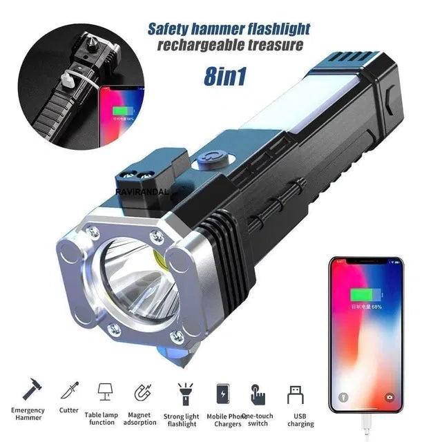 8 in 1 Portable Rechargeable Torch LED Flashlight Main image