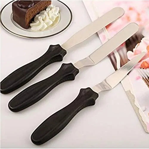 Multi Function Stainless Steel Spatula Palette Knife for Cake Icing, Mixing, Baking Knife -3-Pieces Set - Random Color Secondary image