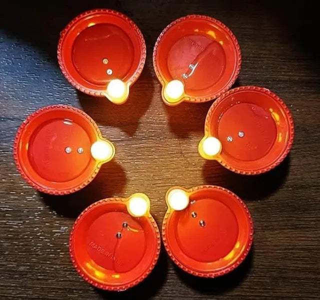 Water Sensor LED Light Diya, Flameless & Smokeless Warm Ambient Eco-Friendly LED Diya Light Candles for Diwali, New Year, Home, Temple Decoration (12, Classic) Main image