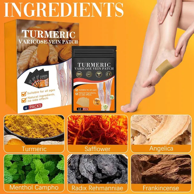 Turmeric Varicose Veins Treatment for Legs Patch, Naturally Relieves Varicose Veins in Legs and Spiders Main image