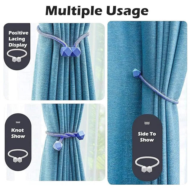 Magnetic Curtain Tiebacks || 1 Pieces Magnetic Curtain Clips Rope Curtain Holder Buckle Small Bead Curtain Buckle Clips Rope