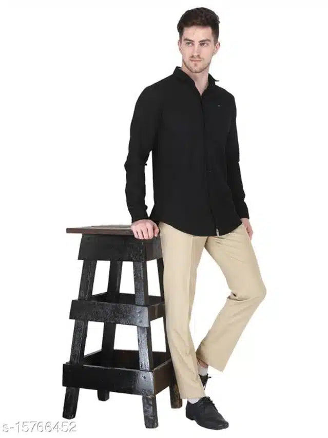 Cotton Blend Trouser for Men (Cream, 28) Secondary image