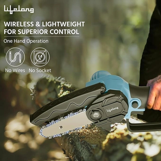 Cordless Mini Chainsaw 6-Inch | 20V Rechargeable Electric Pruning Saw with 2 Batteries, Extra Chain & Carry Case Secondary image