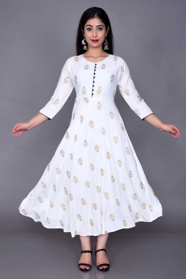 Aman Rayon Kurtis For Women (White, S) Main image