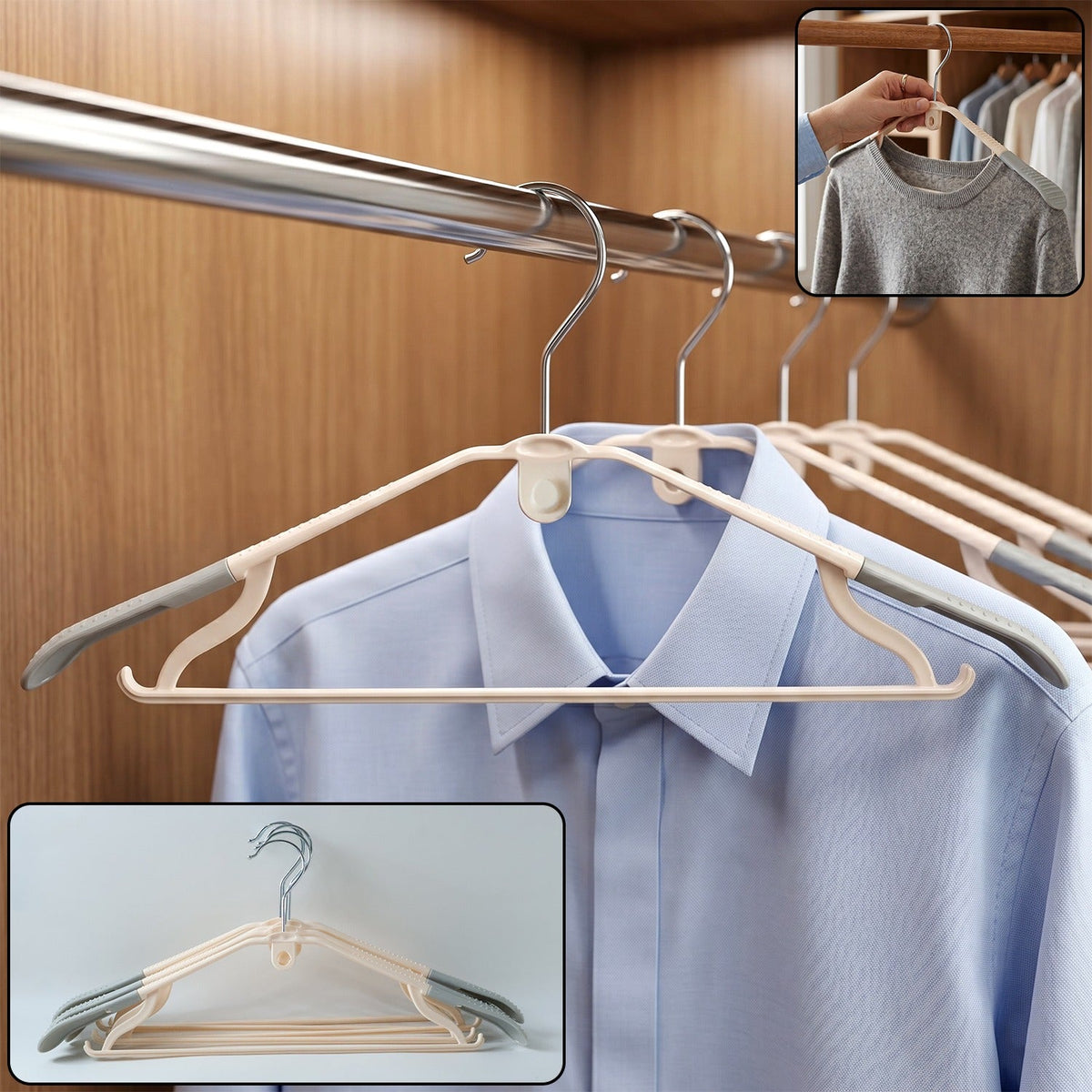 Durable plastic clothes hangers with non-slip grip Main image