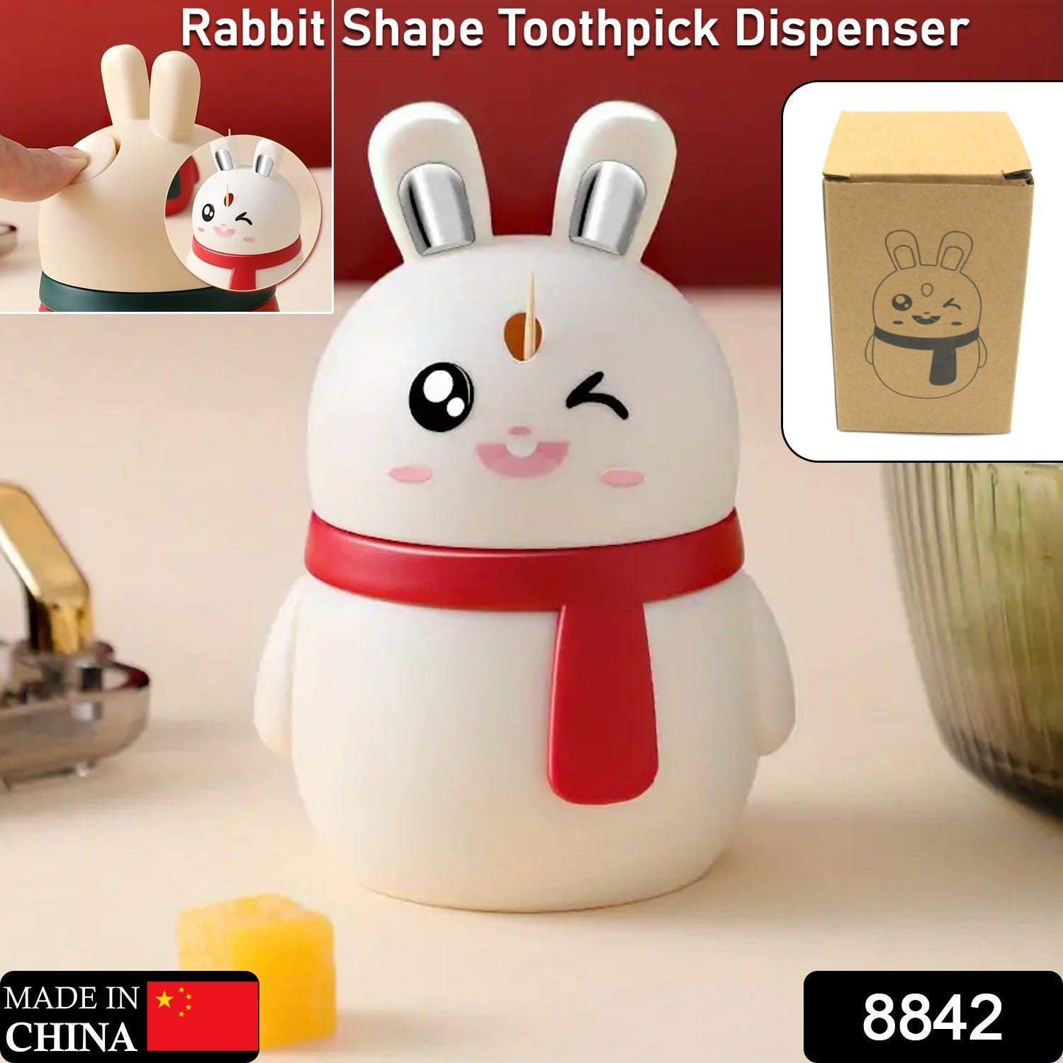 Rabbit Toothpick Dispenser – Automatic Press Design | Organivo Secondary image