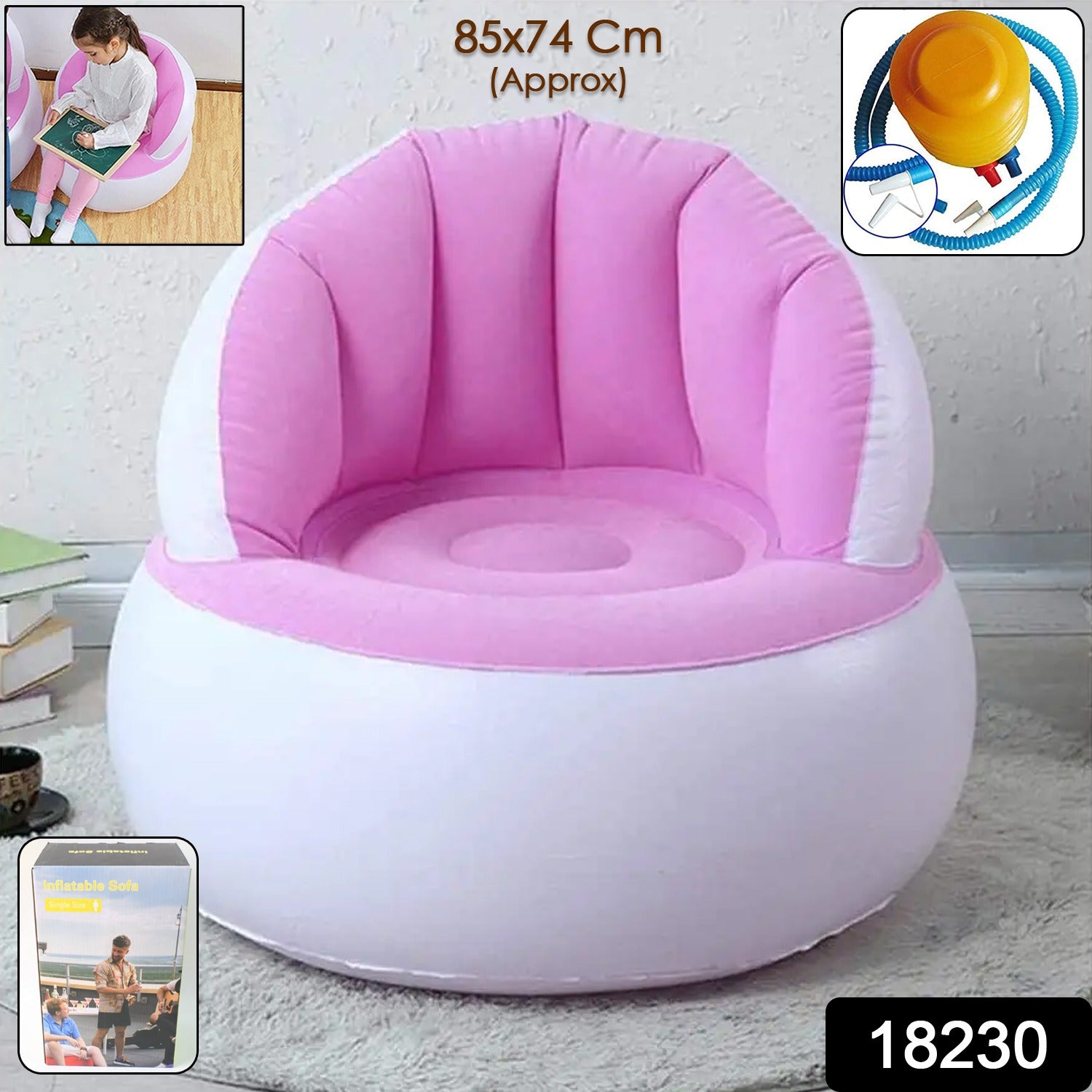 Kids Inflatable Sofa Chair – With Foot Pump & Backrest | Play & Move Secondary image