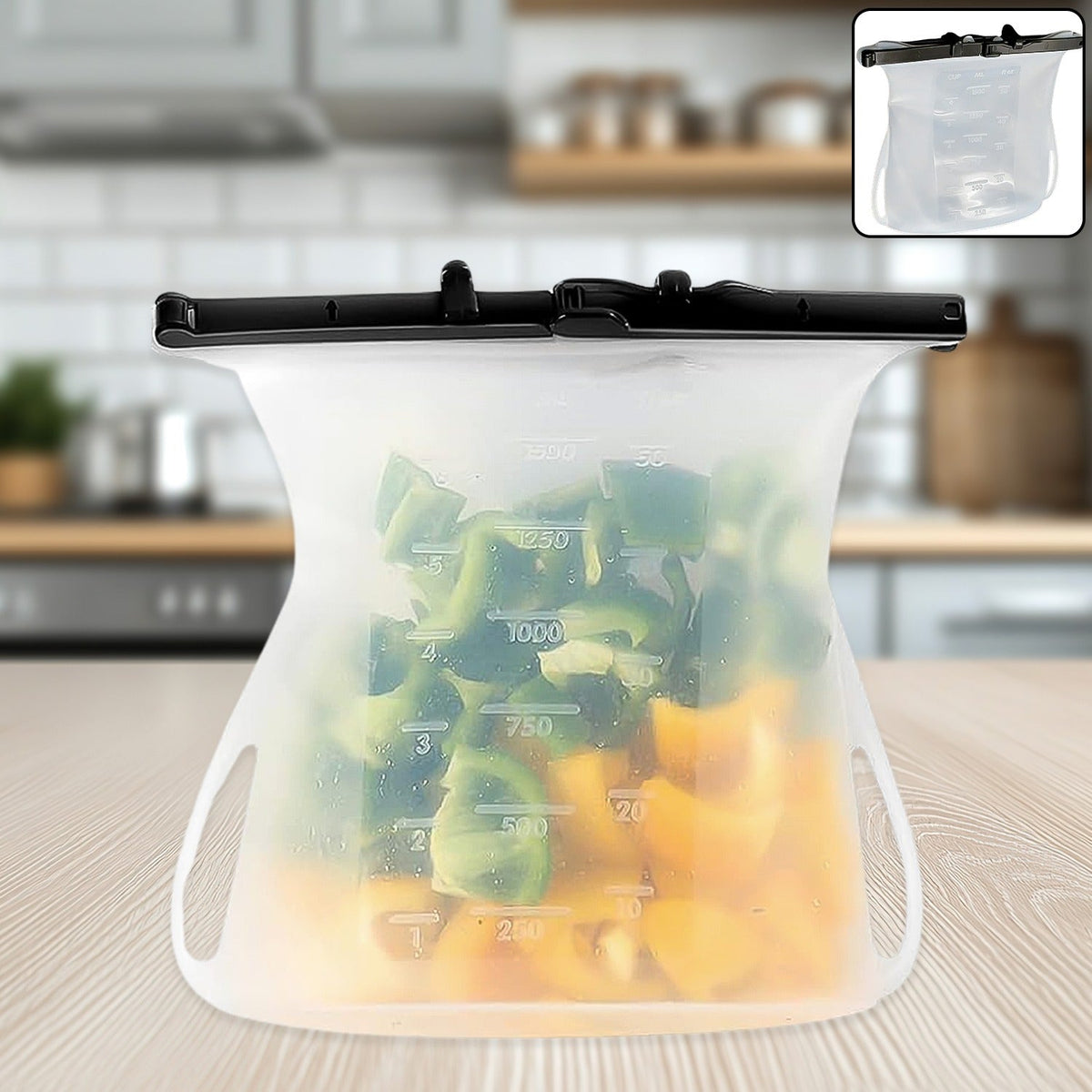 Leakproof silicone food storage bag for keeping meals fresh. Main image