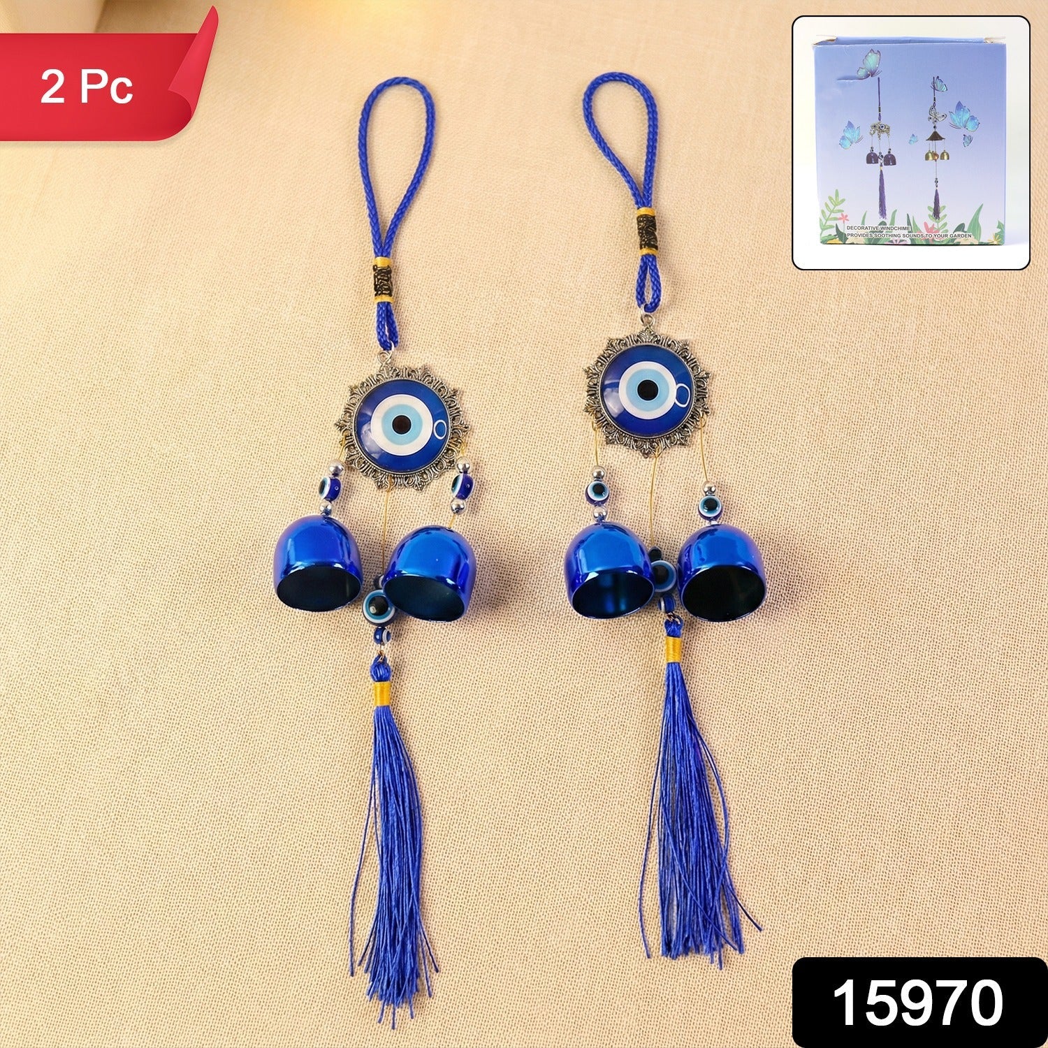 Evil Eye Hanging Wind Chime Set – Protective Home Decor Charm Secondary image