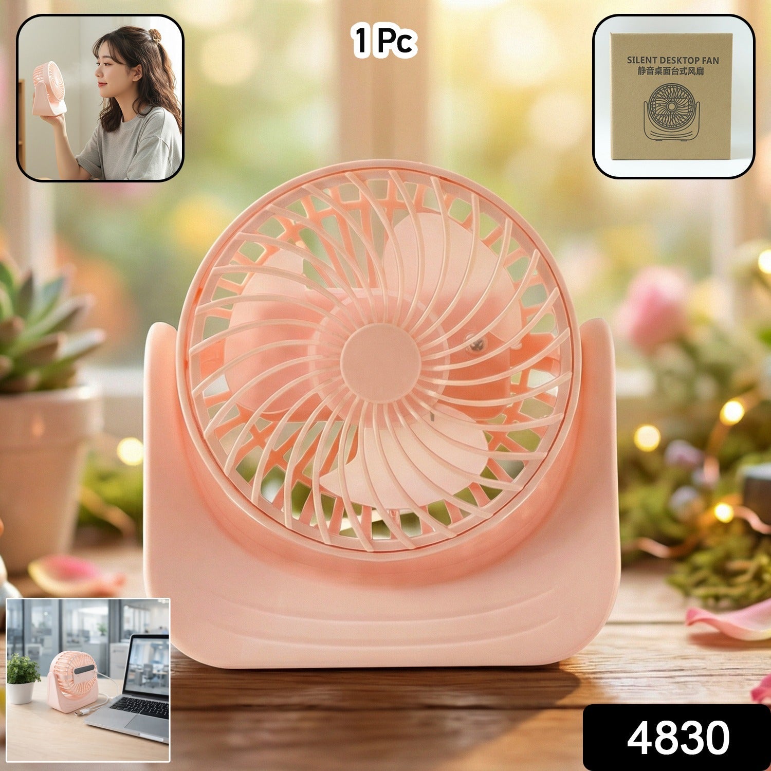 Silent Mini Desk Fan – Rechargeable, Adjustable Tilt & USB Secondary image