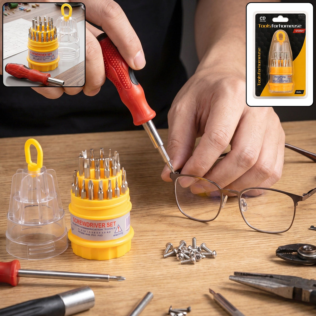 31 in 1 precision screwdriver set, multi bit repair tool kit with case (1 set) Main image