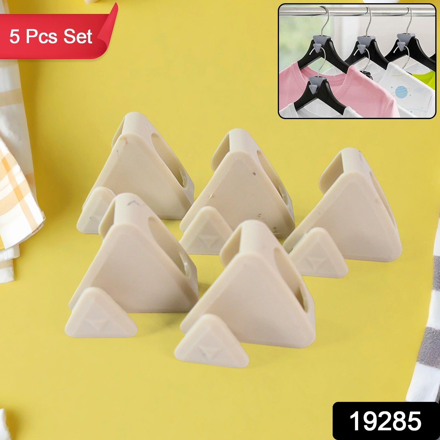 Plastic Triangle Hanger Connector Hooks – Space-Saving Wardrobe Organizer 5 Pcs Secondary image