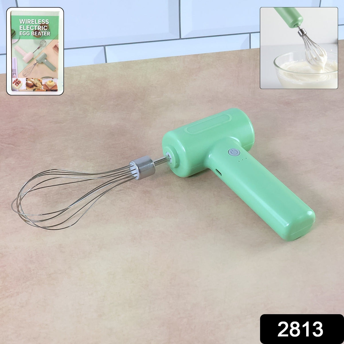Cordless Electric Whisk with ergonomic T-grip handle and stainless-steel balloon whisk. Main image
