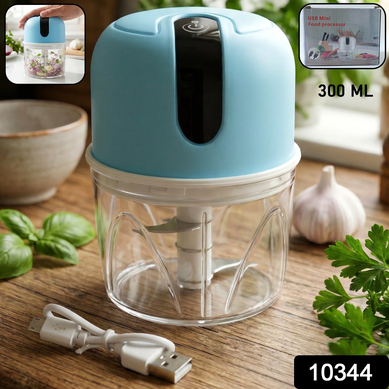 Mini Electric Garlic Chopper – USB Rechargeable 300ml | Indo Glow Secondary image
