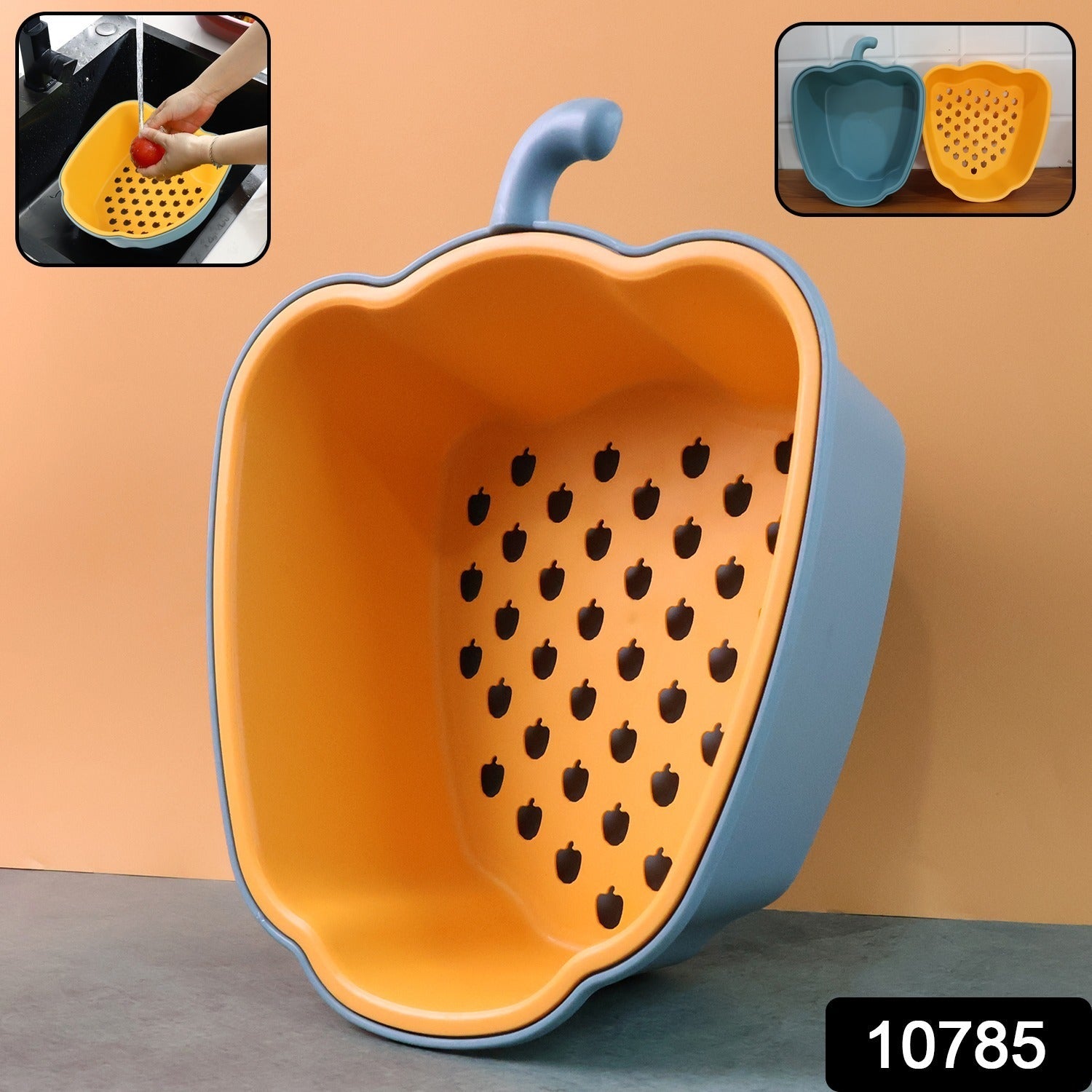 Pepper Shape Washing Bowl – 2-in-1 Draining & Serving Set Secondary image