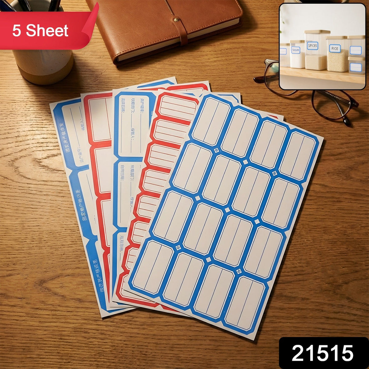 Writable label stickers on spice jars and kitchen storage containers for home organization Main image