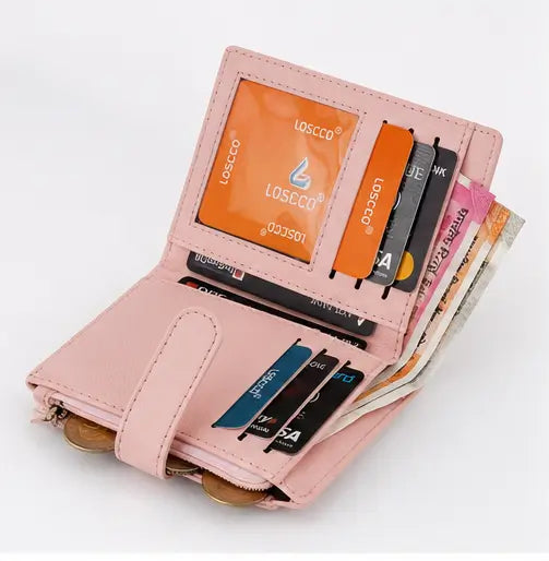 Small Women’s PU Leather Wallet – Multi-Compartment Zipper Wallet, Credit Card Holder & Coin Purse