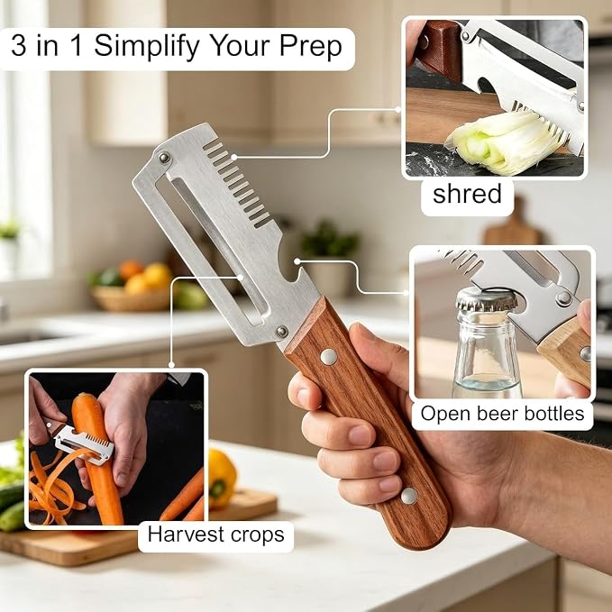 3 in 1 Vegetable Peeler with Wooden Handle Secondary image