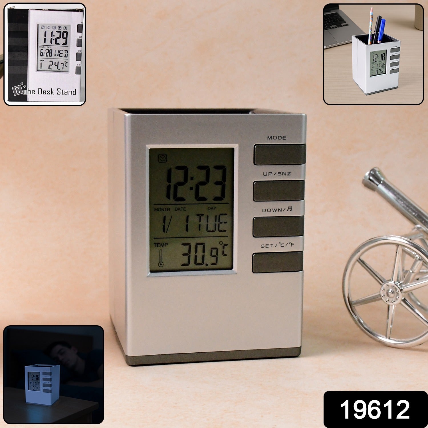 Digital Desk Clock – Multifunction with Pen Holder & Temp Display Secondary image