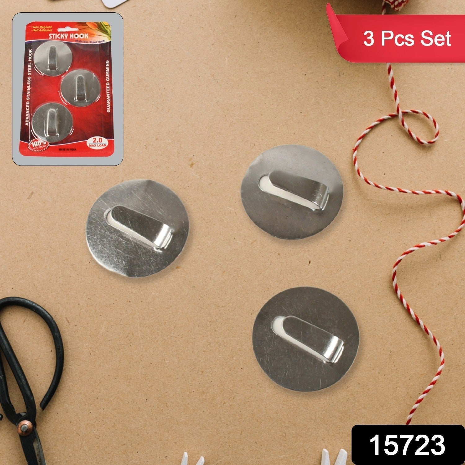 Self-Adhesive Hooks – Heavy Duty Steel Wall Hangers | Bathora Secondary image