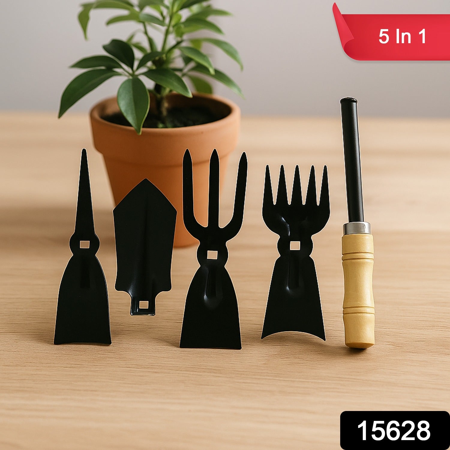 5 in 1 Gardening Hand Tool Set – Durable Wooden Handles Secondary image