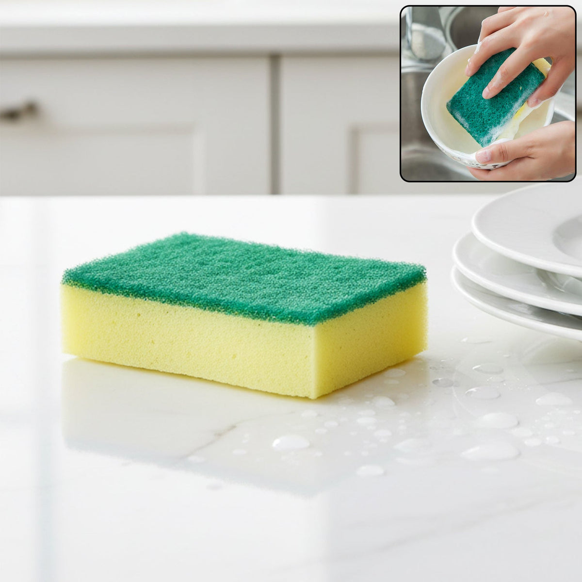 Versatile 2-in-1 scrub sponge for effective dishwashing and furniture cleaning. Main image