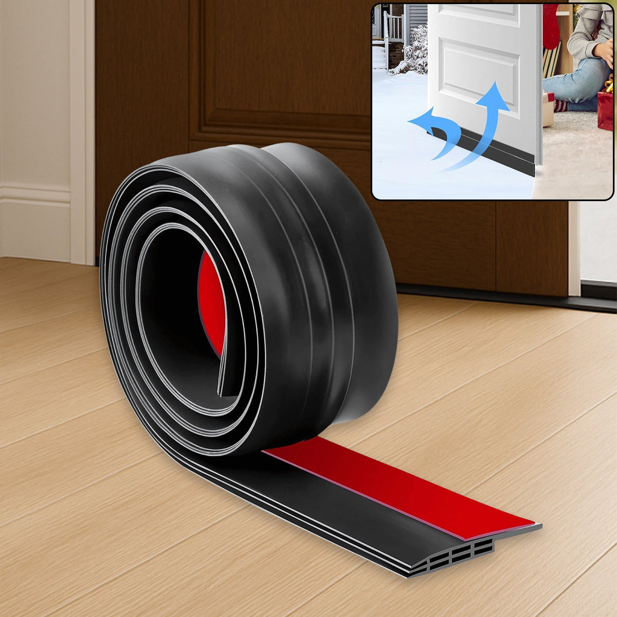 Silicone door bottom seal strip installed on door edge blocking dust and noise Main image