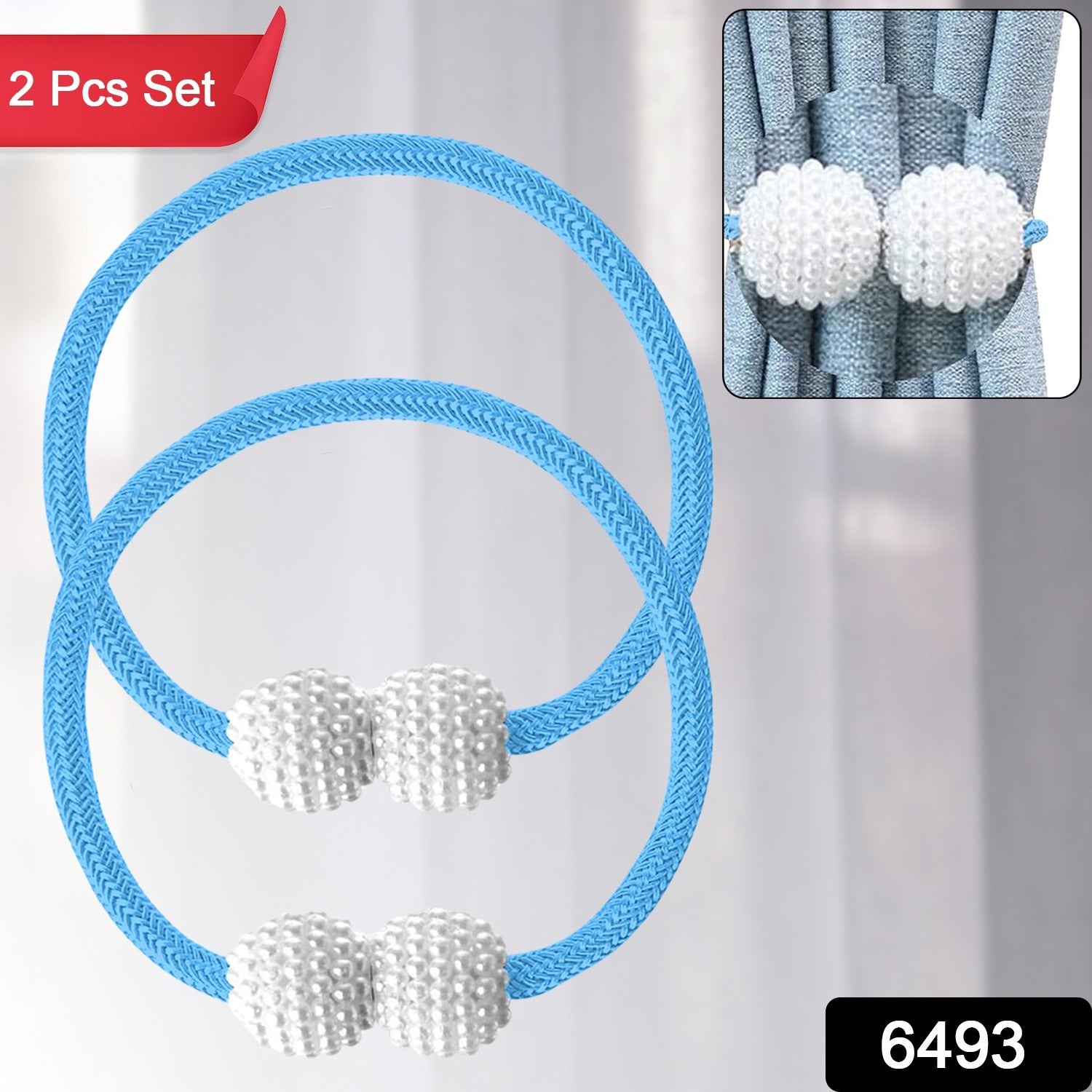 Magnetic Curtain Tiebacks – Elegant No-Drill Pearl Holdbacks (2 Pc) Secondary image