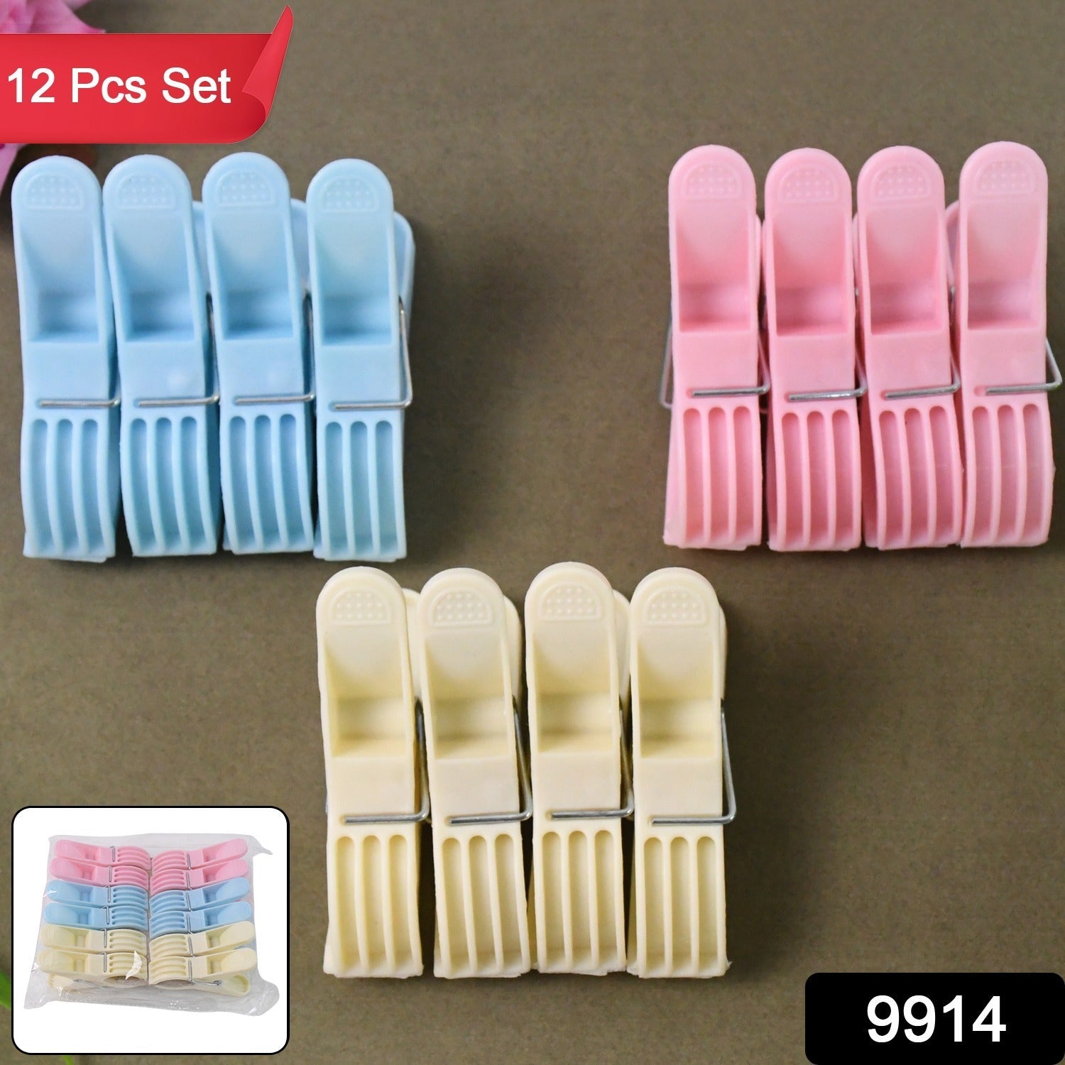 Plastic Cloth Clips – Pack of 12 Strong Multicolor Pegs Secondary image