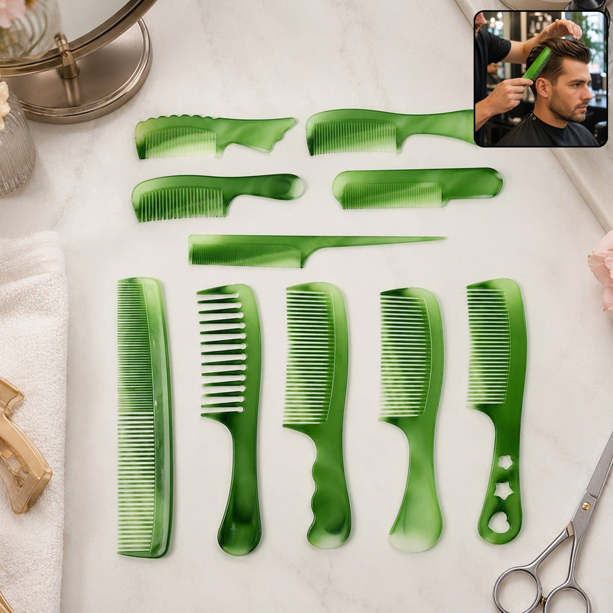 Salon Multipurpose Hair Comb 10 Pc Set Styling Grooming Professional Use (1 Set) Main image