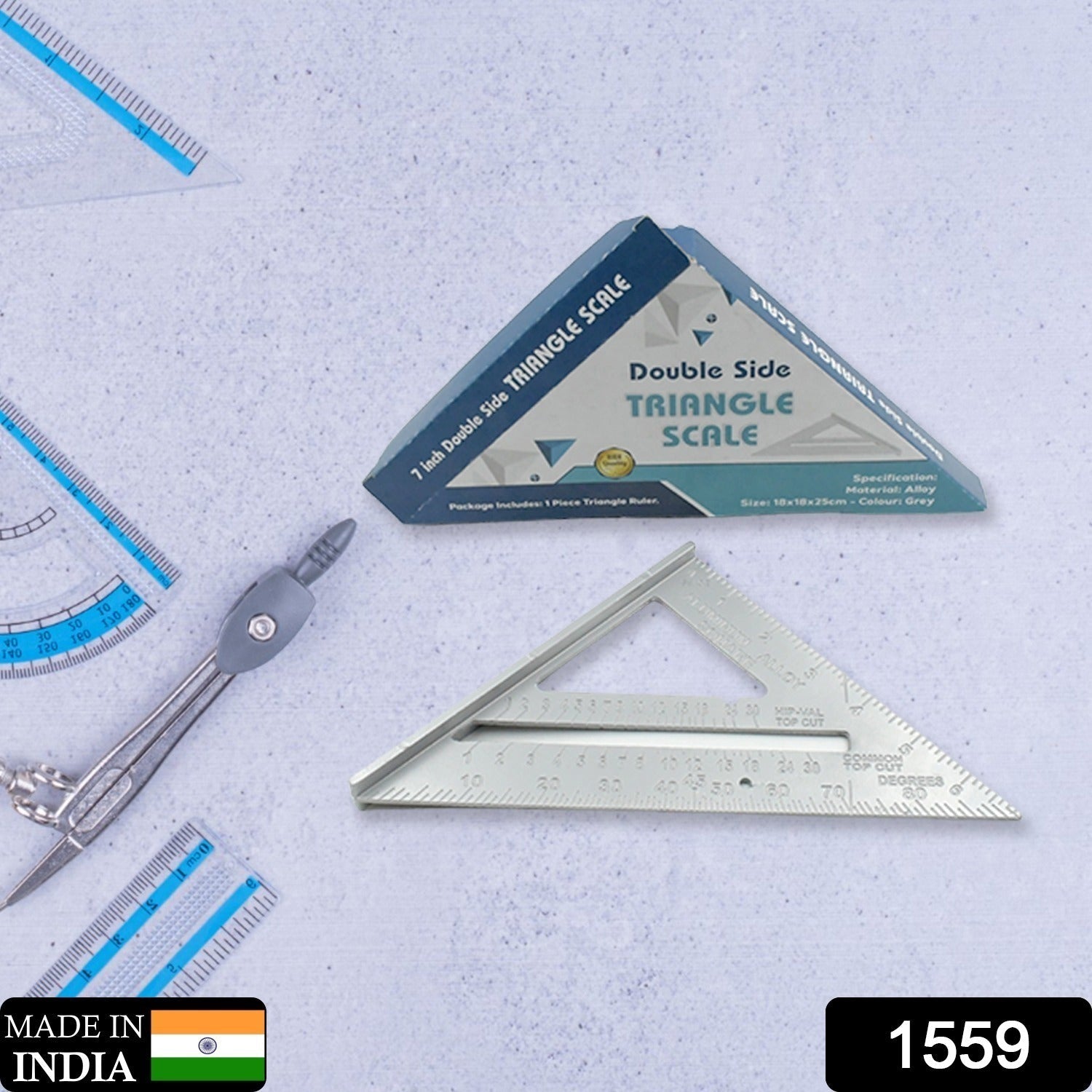 45-Degree Triangle Ruler – 7-Inch Aluminum Rafter Square | BoltForce Secondary image