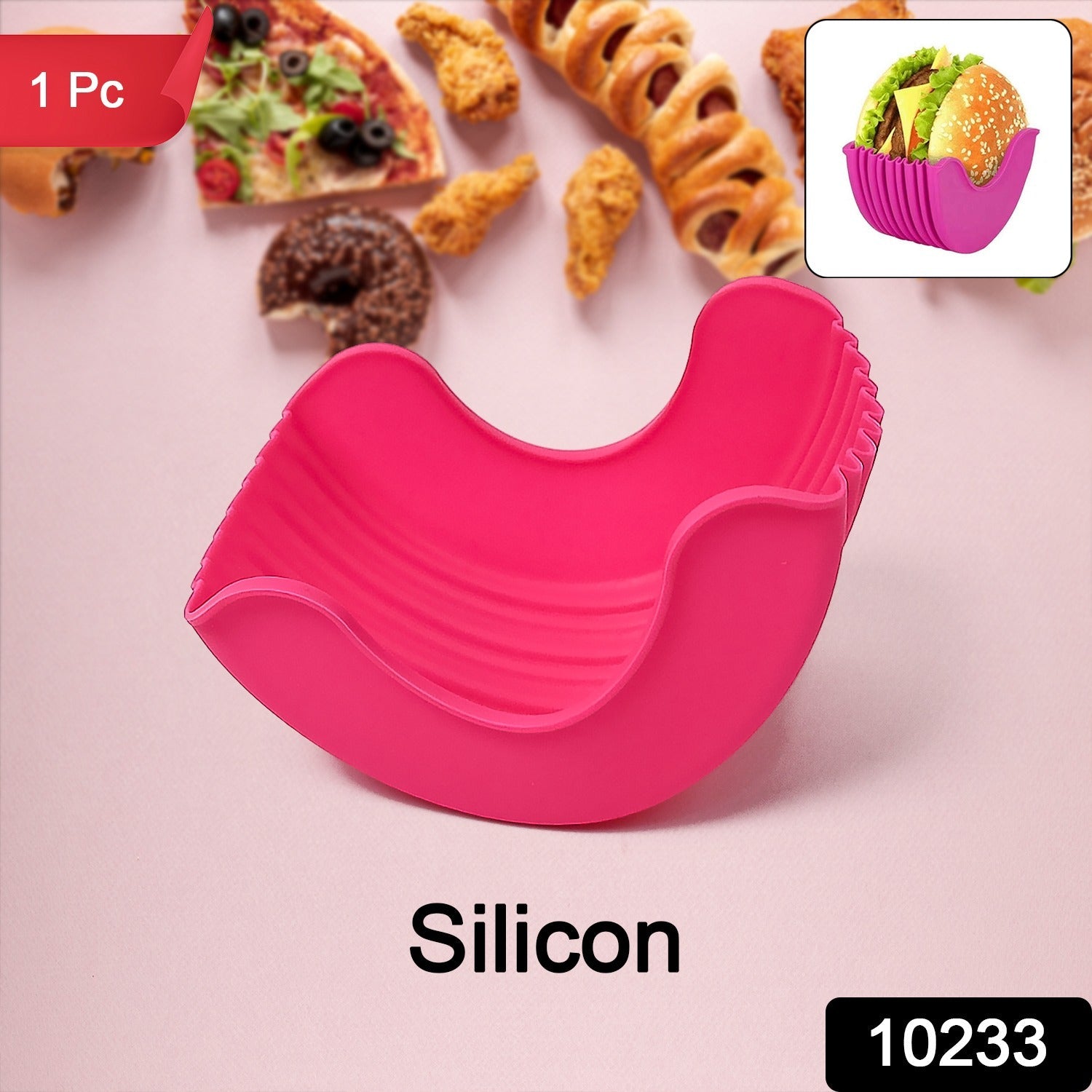 Silicone Burger Holder – Reusable & Mess-Free Snack Grip | Tidy Table Secondary image