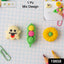 A cheerful yellow smiley face cartoon eraser, made from soft, non-toxic rubber for clean erasing.