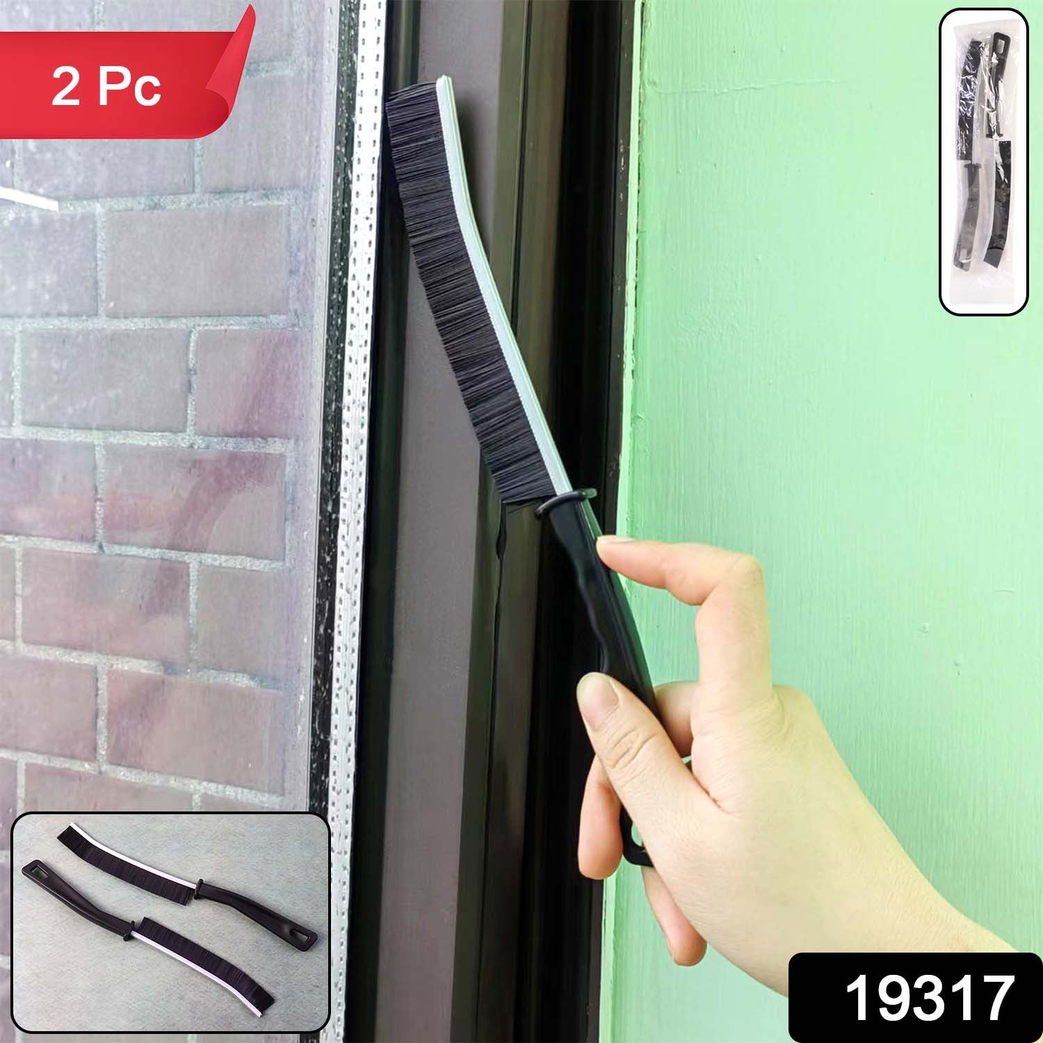 Corner Cleaning Brush – Long Handle Stiff Bristle Set (2 Pc) Secondary image