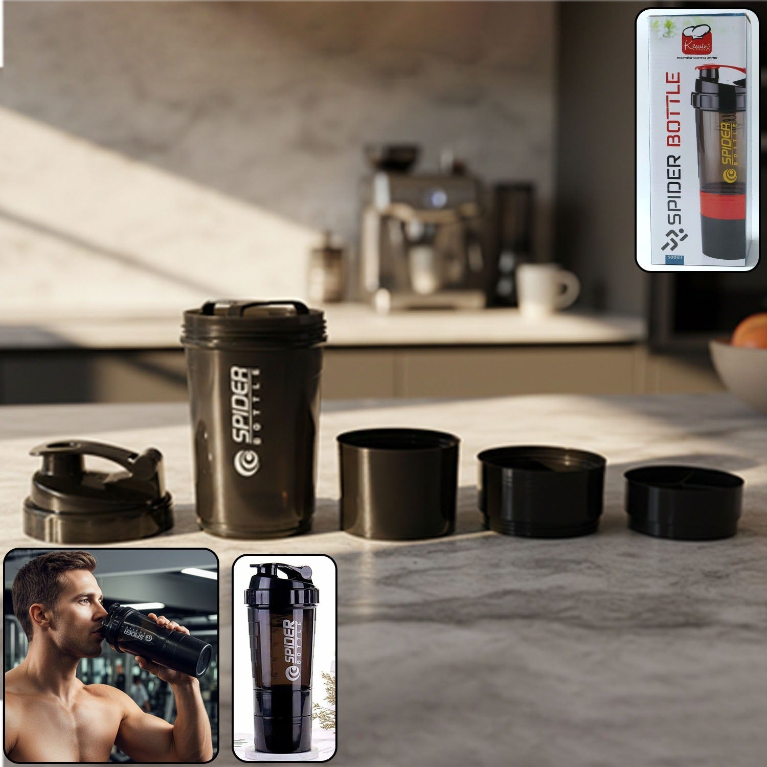 Protein Shaker Bottle 500ml – Leakproof Flip Lid for Gym Secondary image