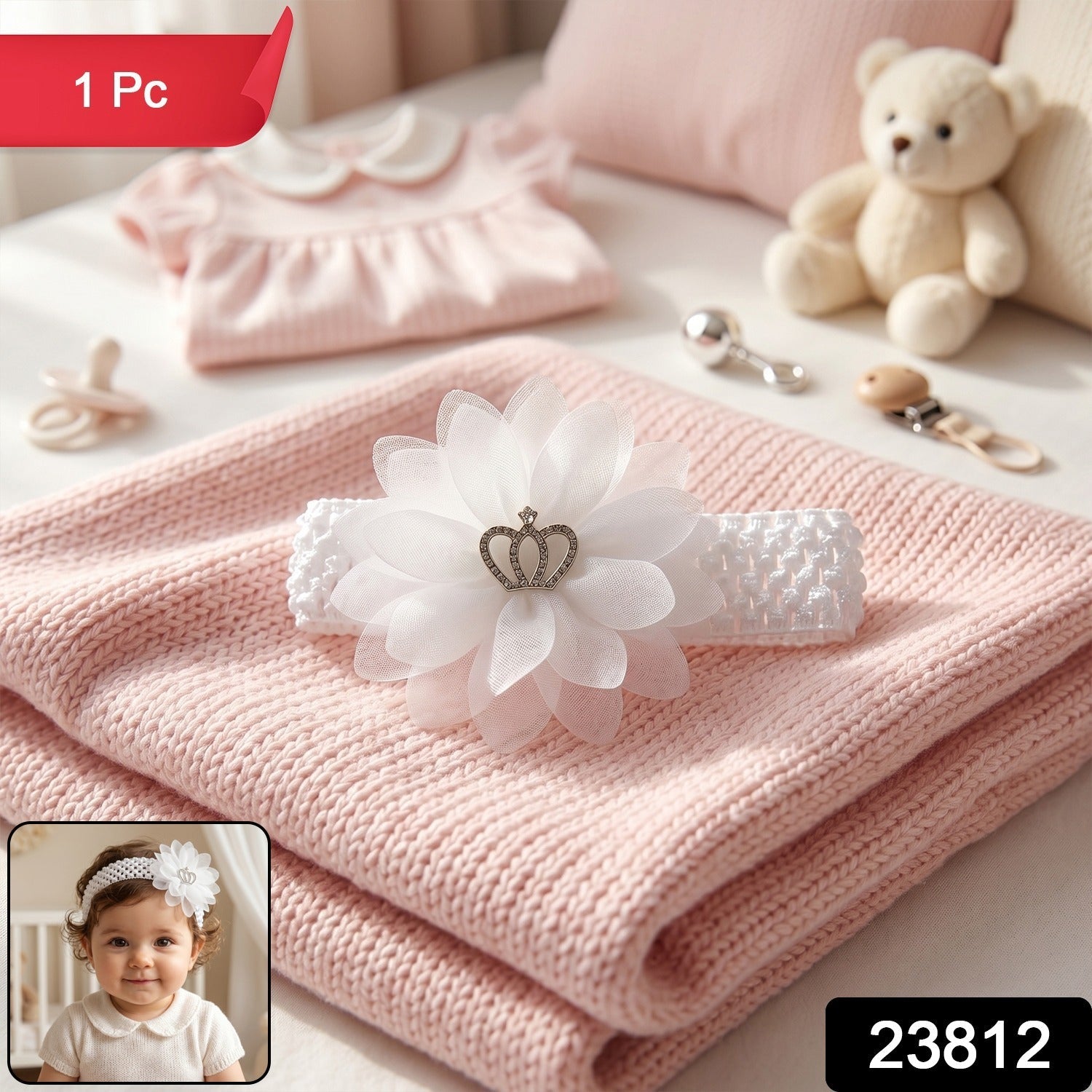 Baby Hair Headband – Soft Elastic Floral Crown Accessory Secondary image