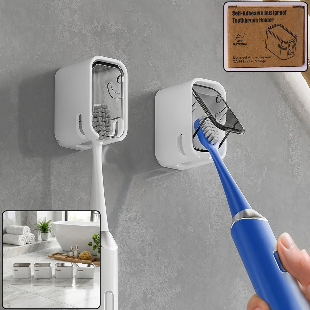 Self adhesive dustproof toothbrush holder wall Main image
