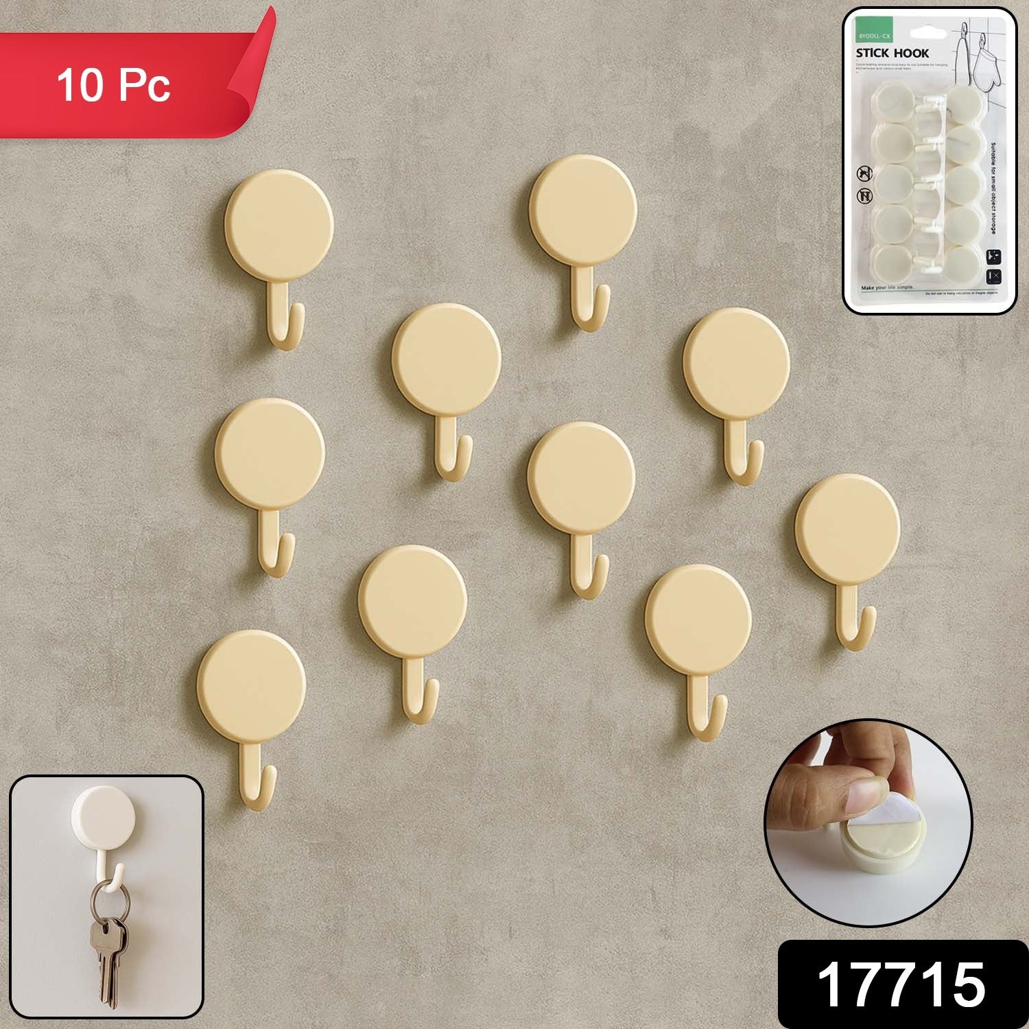 Self Adhesive Wall Hooks – No Drill, Strong Hold 10 Pack Secondary image