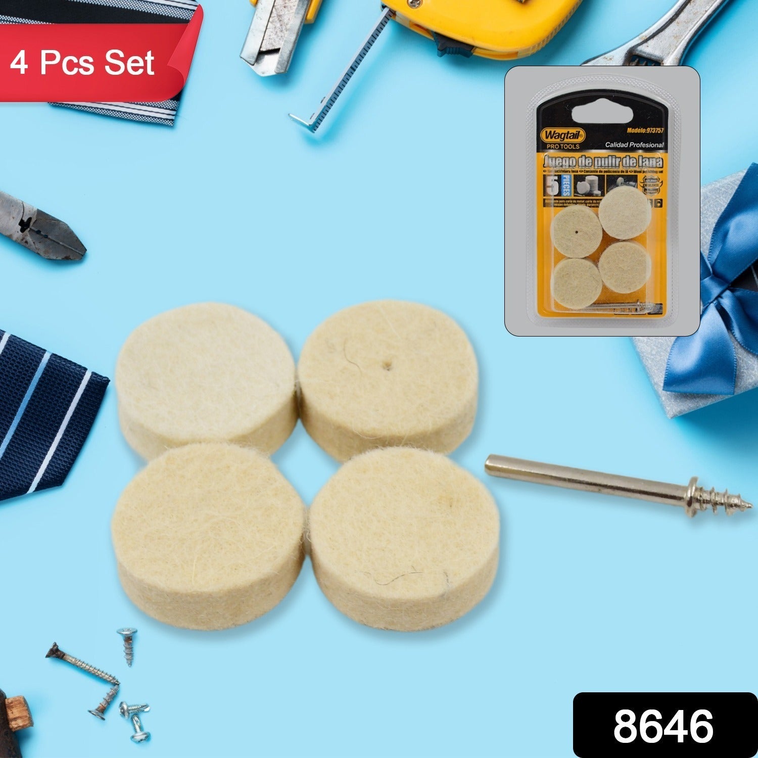 Wool Felt Polishing Pads – Rotary Tool Set (4 Pcs) | Wagtail Secondary image