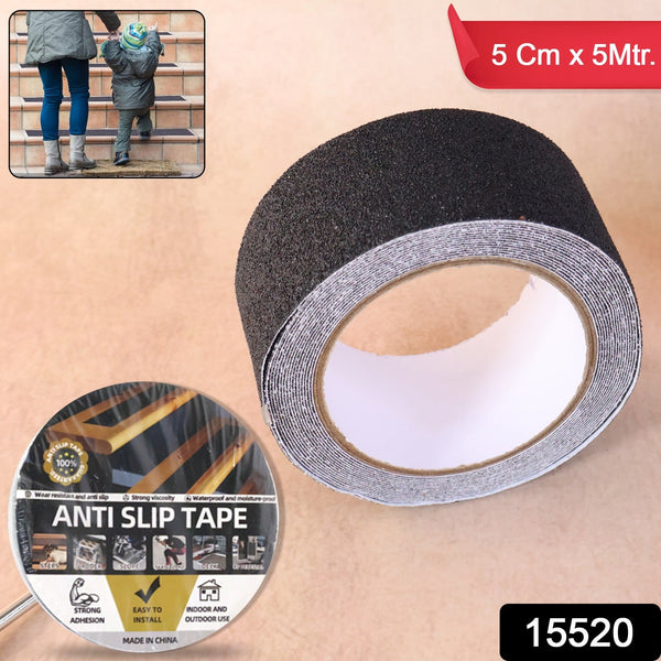 Close-up of 5 cm wide anti-slip tape roll to improve stair safety