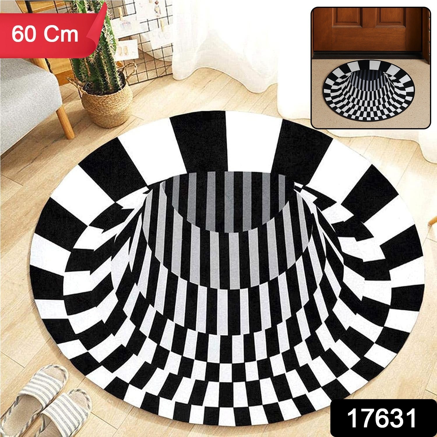 3D Optical Illusion Round Rug – Anti-Skid 60 cm Floor Mat Secondary image