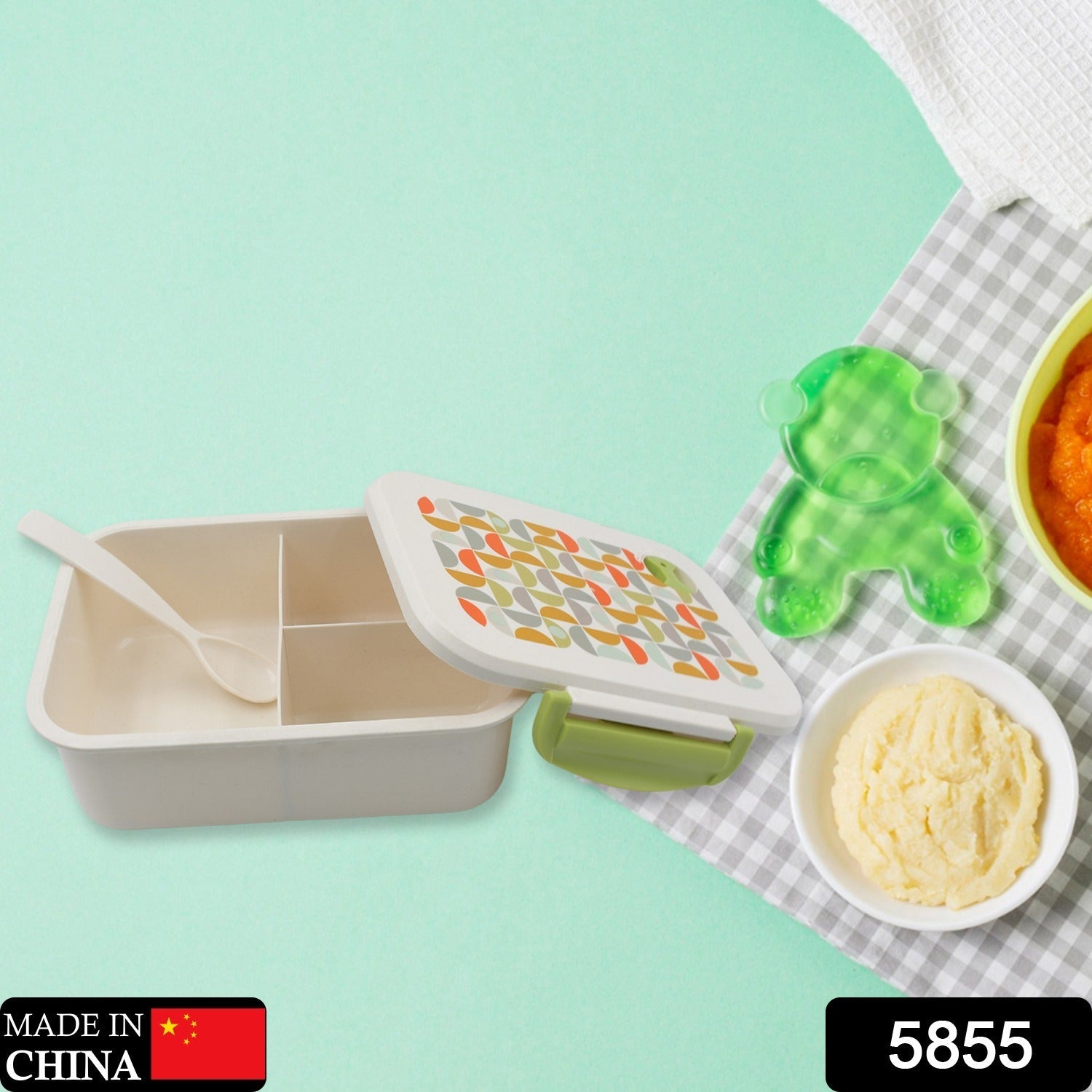 3 Compartment Lunch Box – Leakproof Tiffin with Spoon | Secondary image