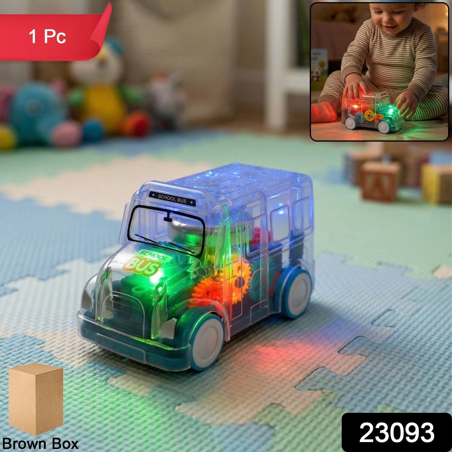 Kids Transparent Musical Light-Up School Bus – Engaging Playtime Toy Secondary image