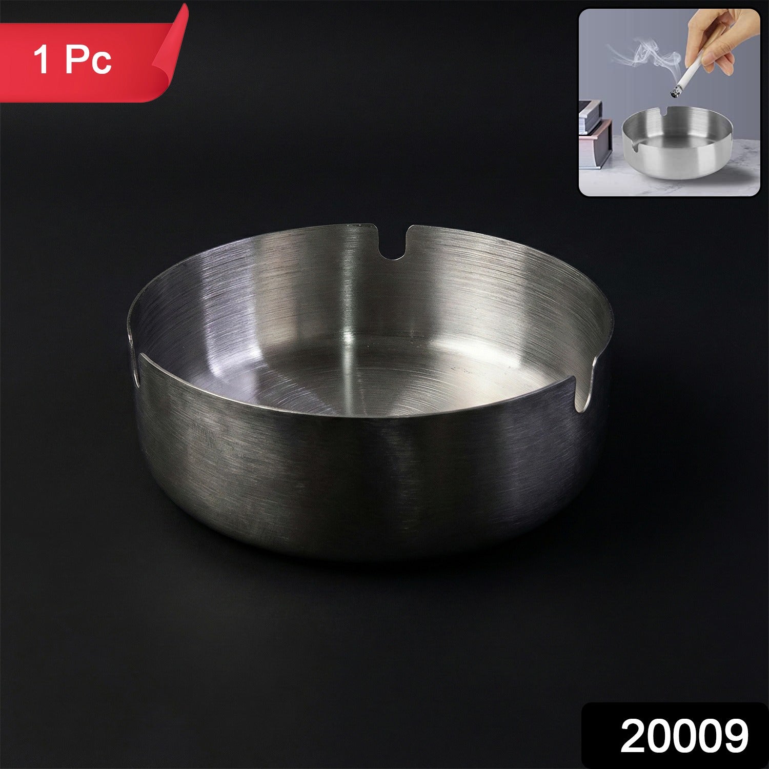 Round Tabletop Cigarette Ashtray – Multi Rest Slots & Stable Base Secondary image