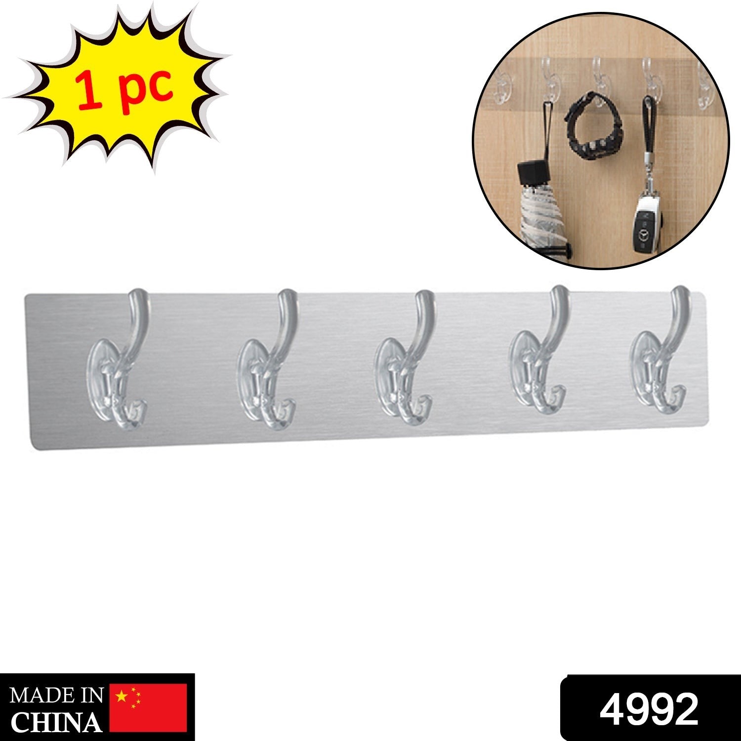 Adhesive Wall Hooks – Transparent & Heavy-Duty 5 Pc | GlimmerHome Secondary image