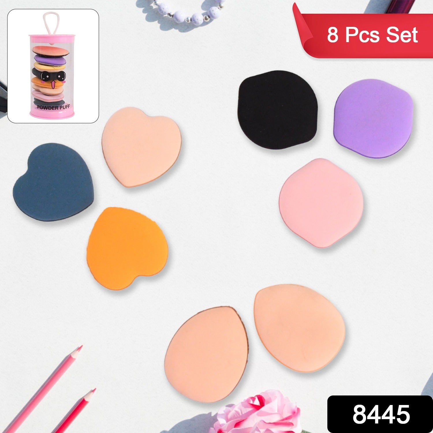 Mini Finger Powder Puff – Soft Makeup Sponges, 8 Pcs Set | BeautyBare Secondary image