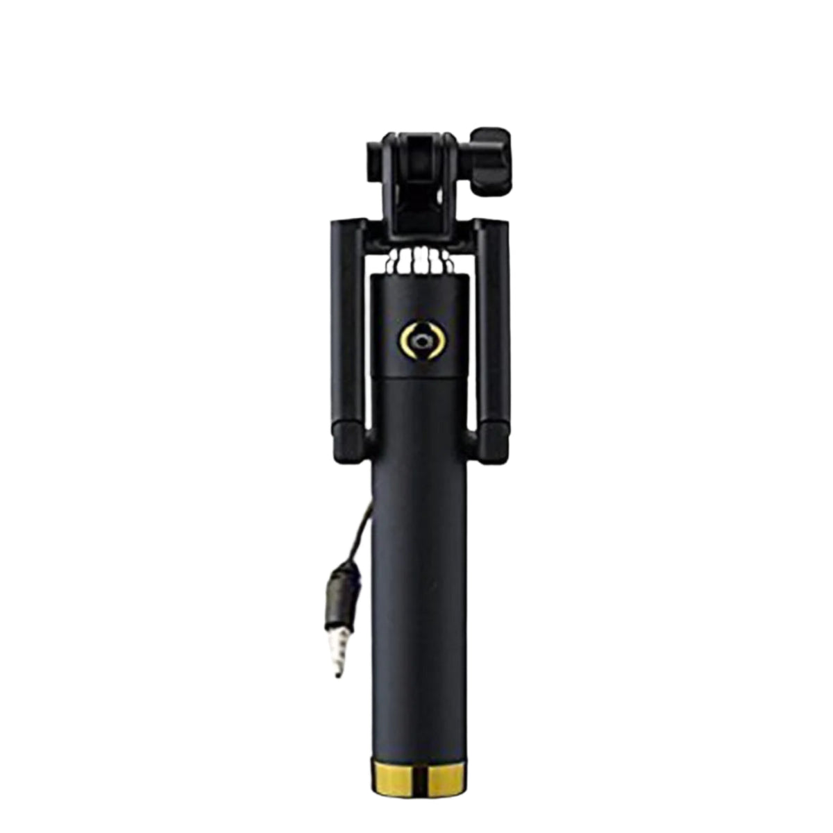 selfie stick with aux wire extended for a wide shot, perfect for group photos. Main image
